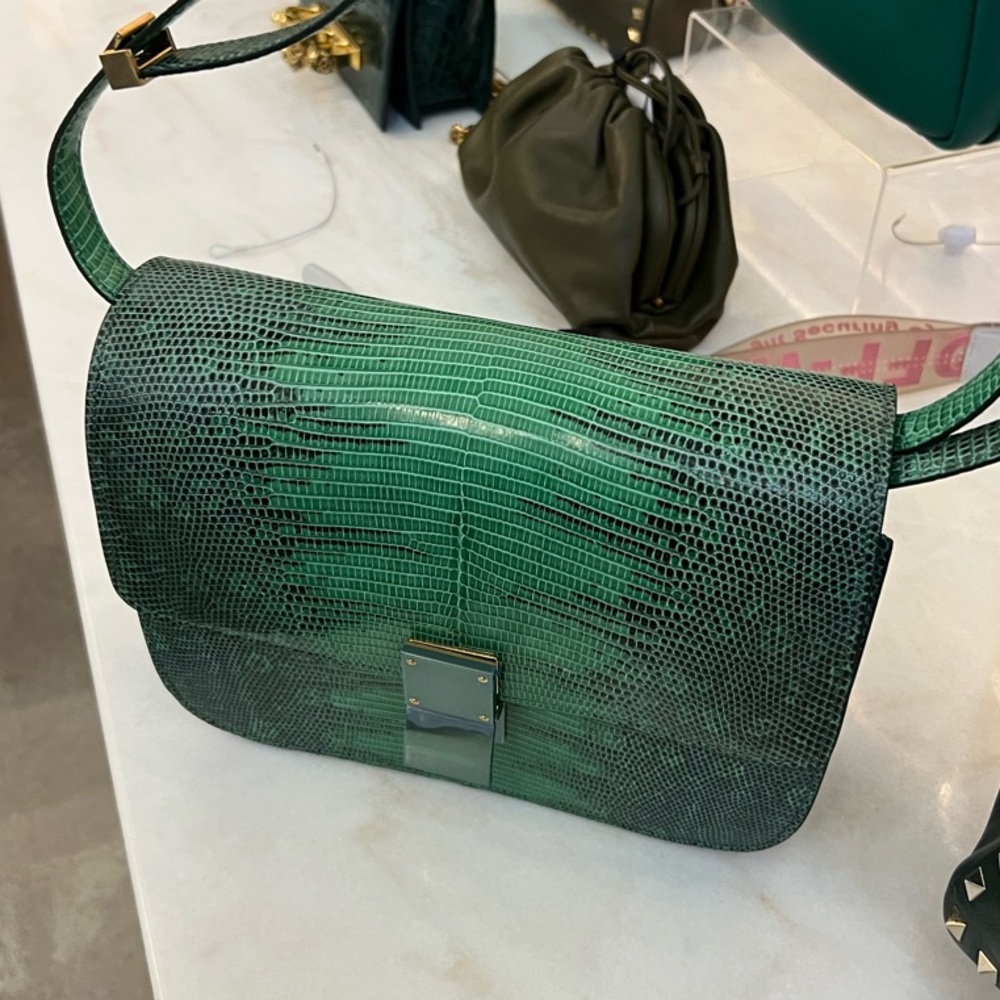 CELINE GREEN LIZARD MEDIUM BOX BAG